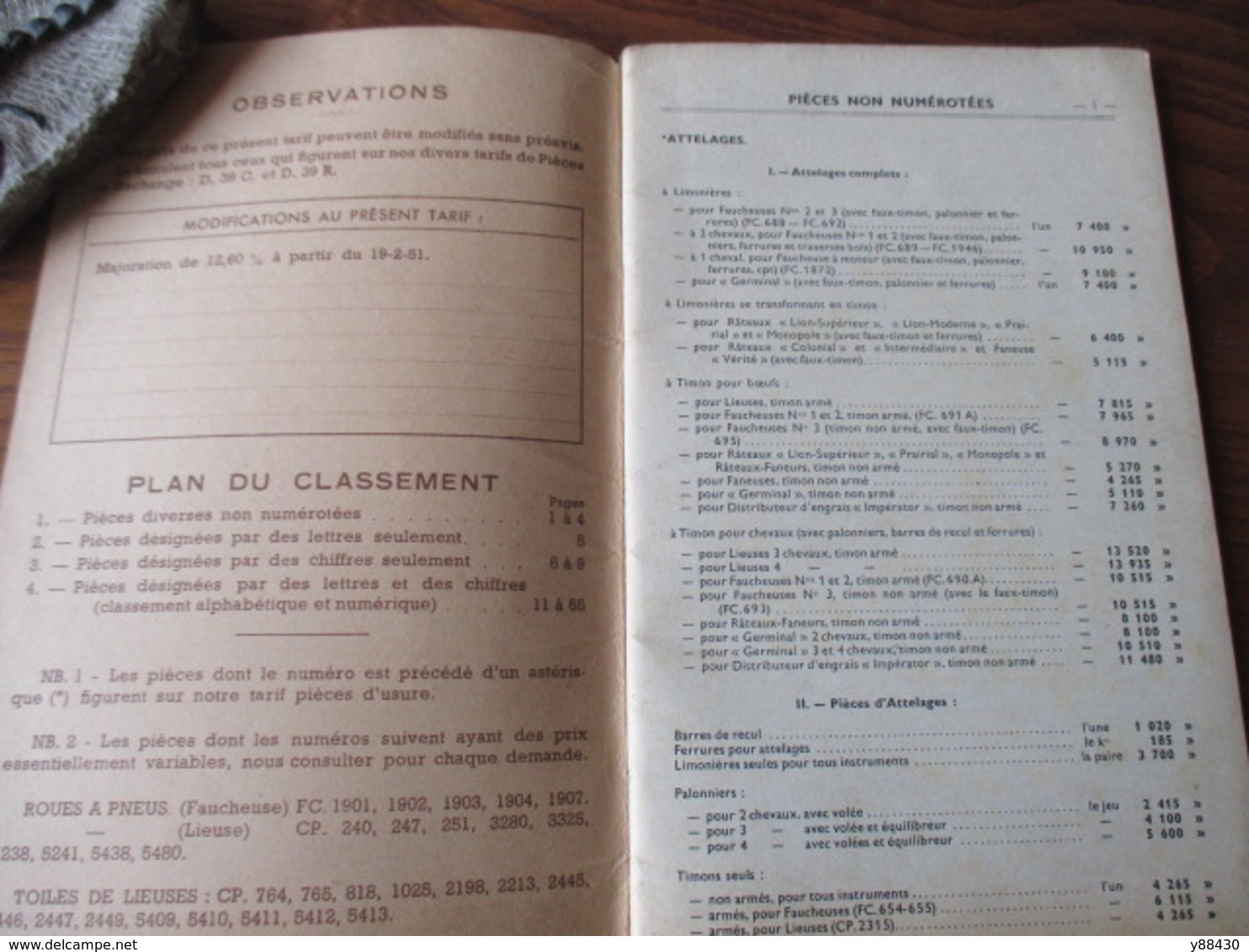 Livret Pour TARIF DES PIECES DE RECHANGE - Ets. C. PUZENAT à BOURBON LANCY - Année 1951 - 60 Pages - 15 Photos - Machines