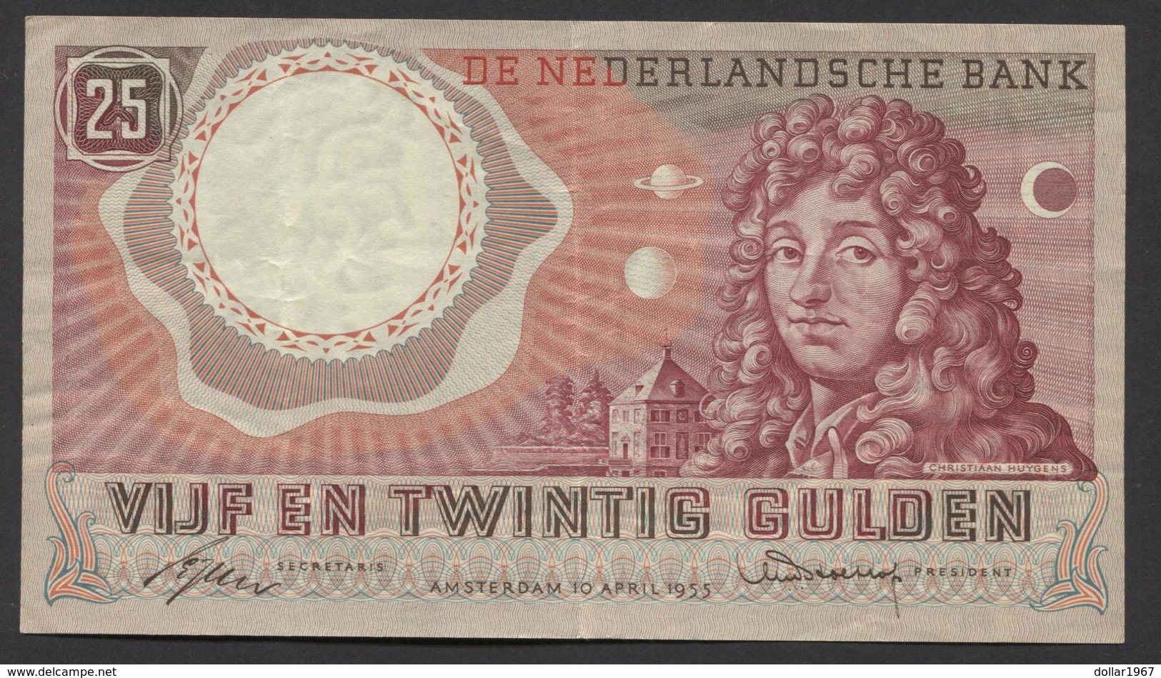 Netherlands  25 Gulden 10-4-1955 - NO: 2 FZ 070817  - See The 2 Scans For Condition.(Originalscan ) - 25 Gulden