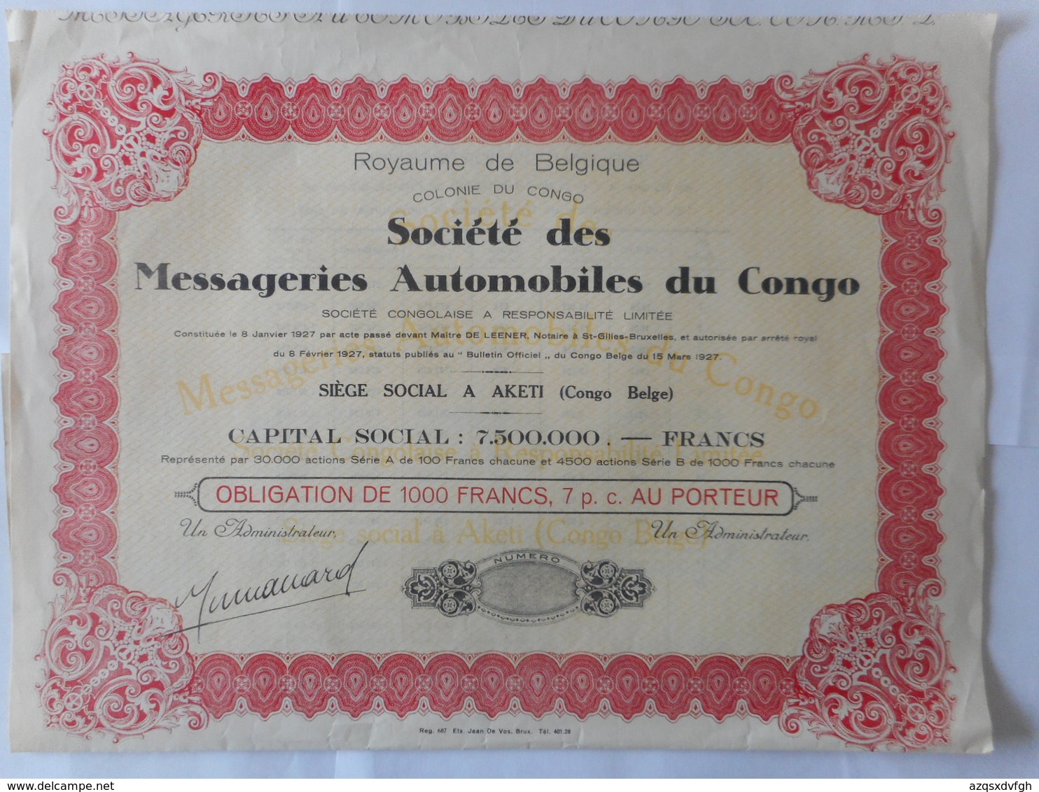 Messageries Automobiles Du CONGO            1927       AKETI            LINGALA - Autres & Non Classés