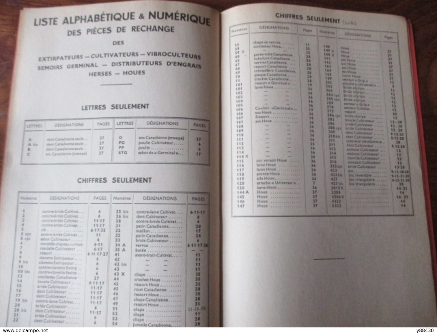 Livret pour PIECES DE RECHANGES  machines agricole - Ets. C. PUZENAT à BOURBON LANCY - année 1952 - 52 pages - 21 photos