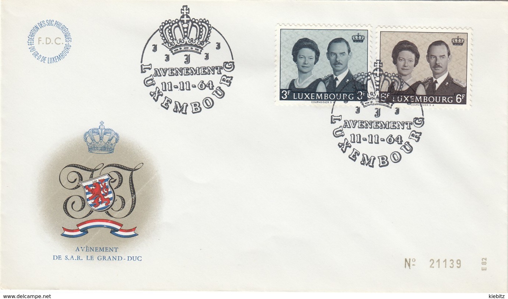 LUXEMBURG 1964 - MiNr: 701-702 Thronbesteigung  FDC - Familles Royales