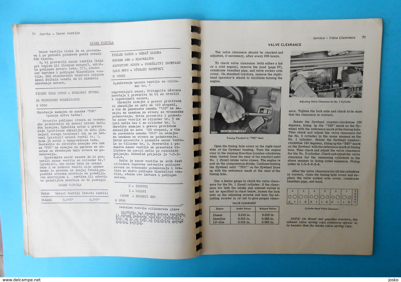 JOHN DEERE 4020 tractors - original vintage Operator's Manual YUGOSLAVIAN - ENGLISH * tractor tracteur traktor trattore