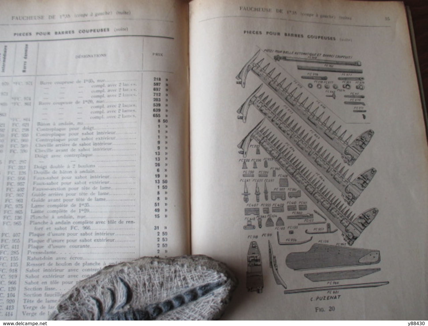 Livret pour FAUCHEUSES . Pièces de rechanges - Ets. C. PUZENAT à BOURBON LANCY - année 1934 - 64 pages - 18 photos