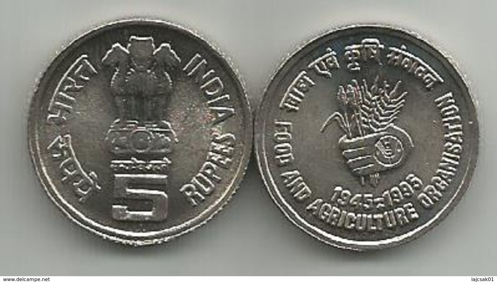 India 5 Rupees 1995. KM#157 50 Years Of FAO High Grade - Inde