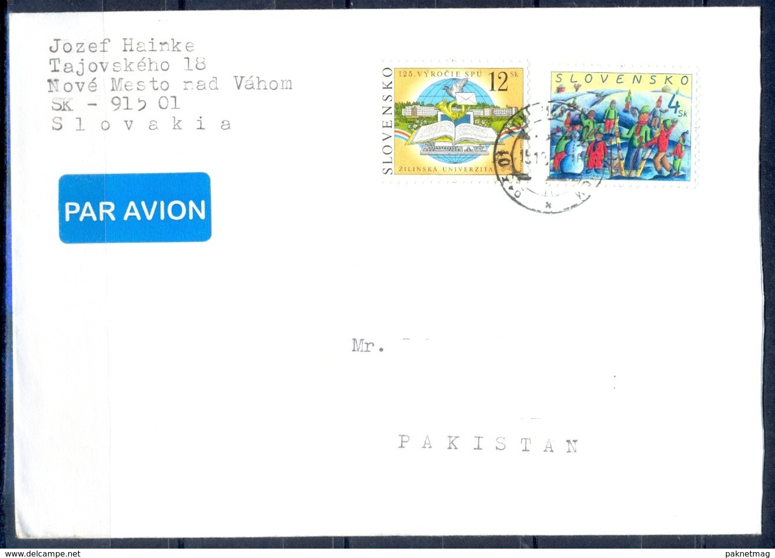 K762- Postal Used Cover. Posted From Slovensko Slovakia To Pakistan. Book. Music. Bird. - Other & Unclassified
