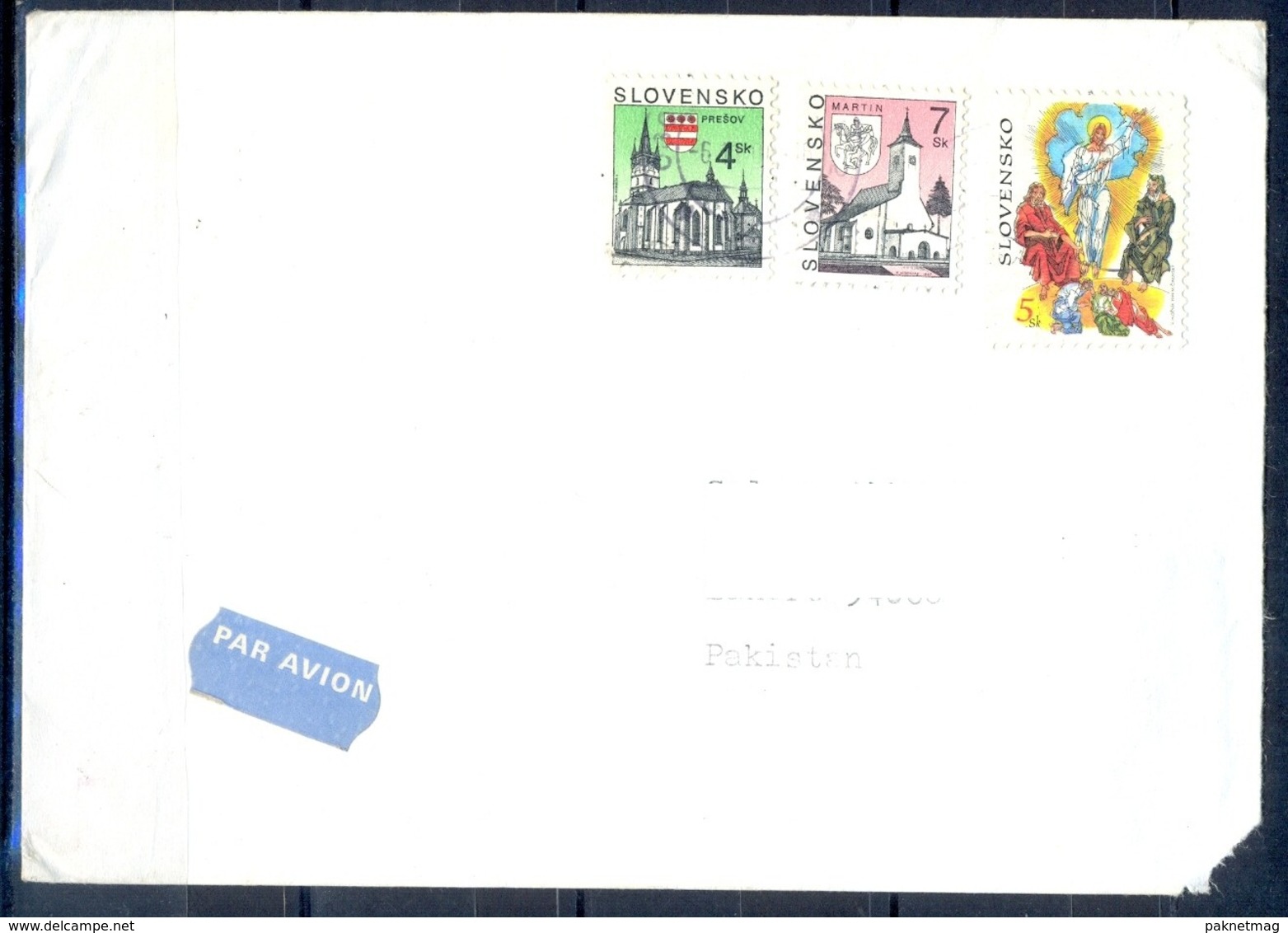 K772- Postal Used Cover. Posted From Slovensko Slovakia To Pakistan. Building. Flag. - Other & Unclassified
