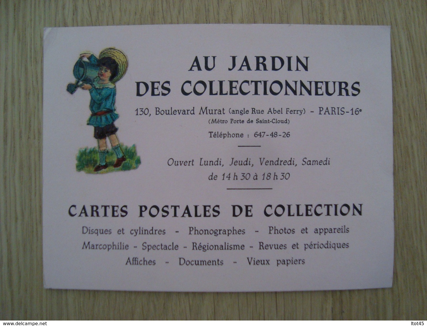 CARTE DE VISITE CARTE POSTALE AU JARDIN DES COLLECTIONNEURS PARIS - Visiting Cards