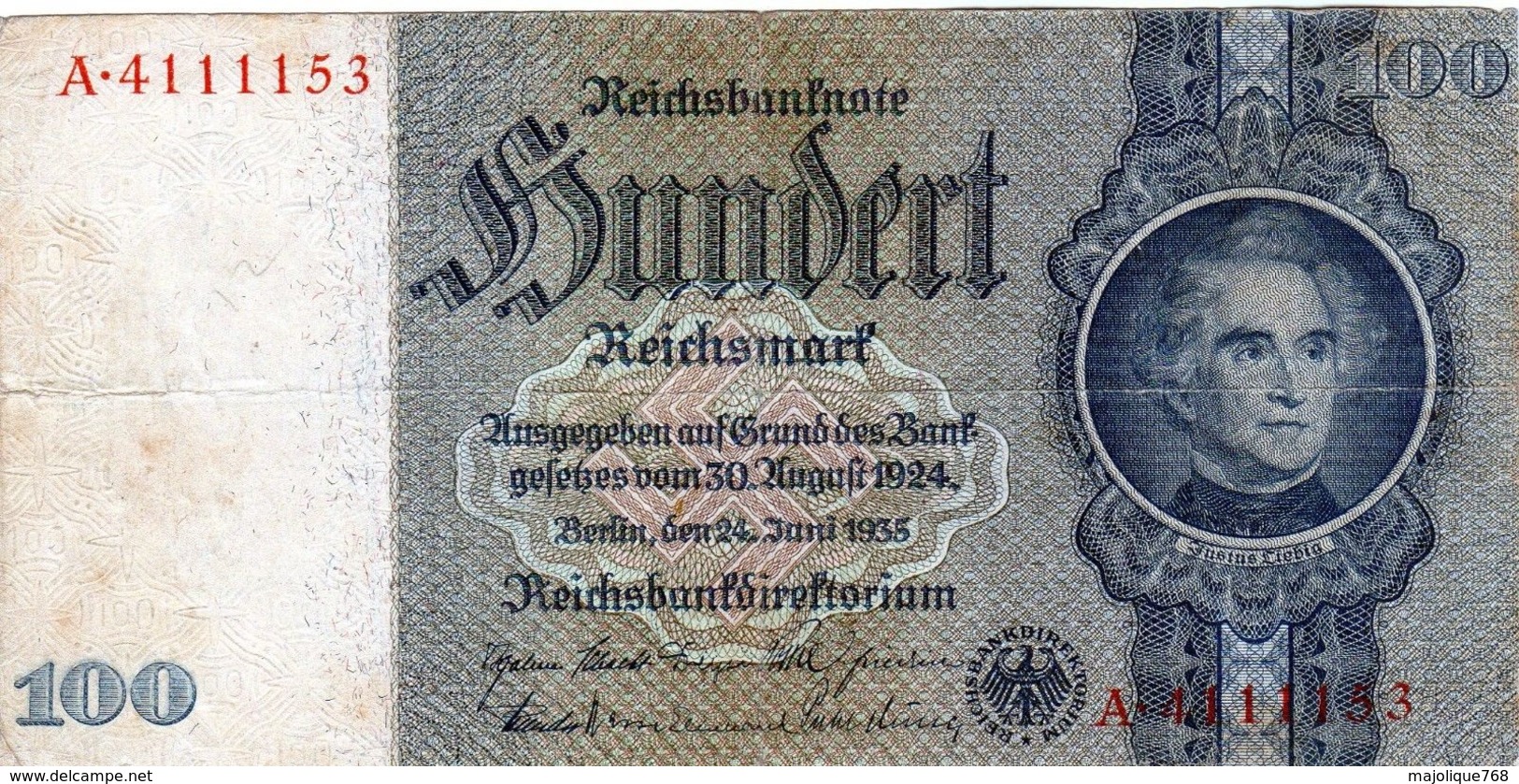 Billet Allemand De 100 Reichsmarks Du 24 Juin 1935 - - 100 Reichsmark