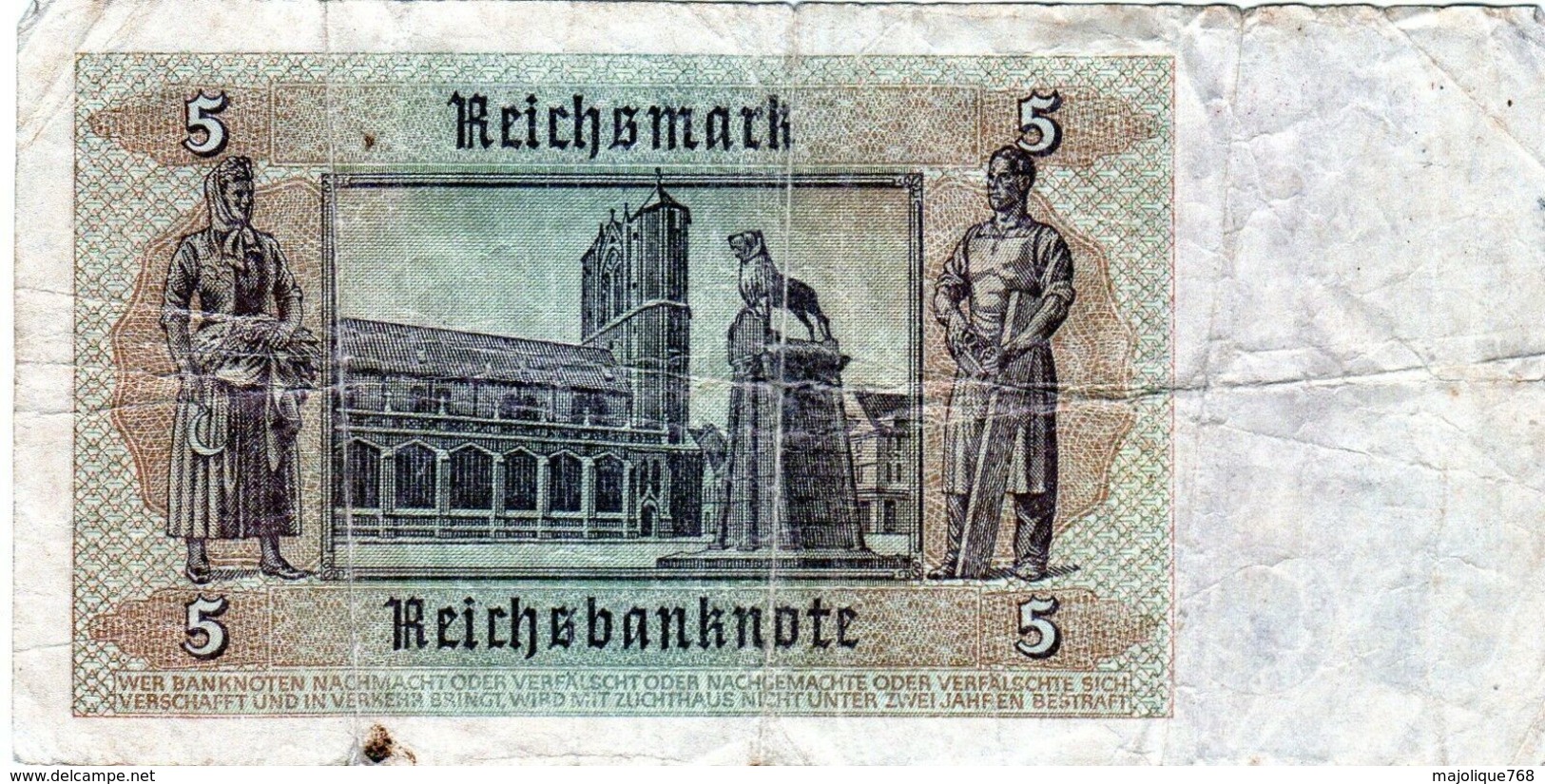 Billet Allemand De 5 Reichsmarks Du 1 Août 1942 - - 5 Reichsmark