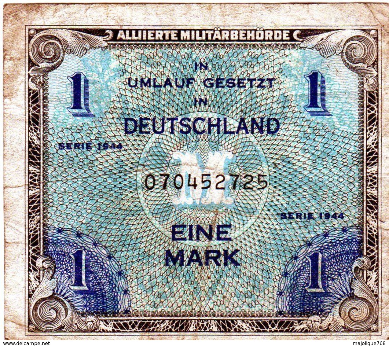 Ancien Billet Allemand De 1 Mark Type Alliés Série 1944- En B - - 1 Mark