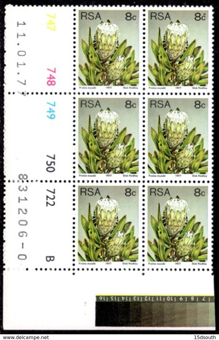South Africa - 1977 Proteas 8c Control Block Pane B (**) (1977.01.11) - Blocs-feuillets
