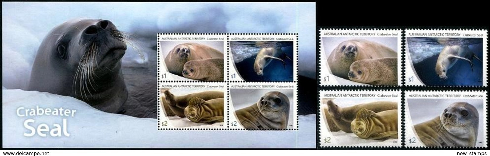 Australian Antarctic Territory AAT 2018 Crabeater Seals 4v + SS MNH - Neufs