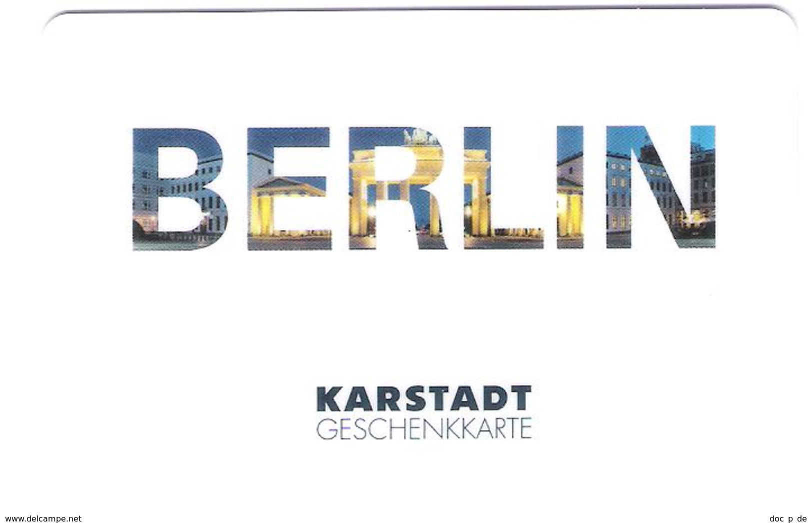 Germany - Karstadt - Berlin Regional Card - Geschenkgutschein - Giftcard - Gift Card - Gutschein Card Brandenburger Tor - Gift Cards