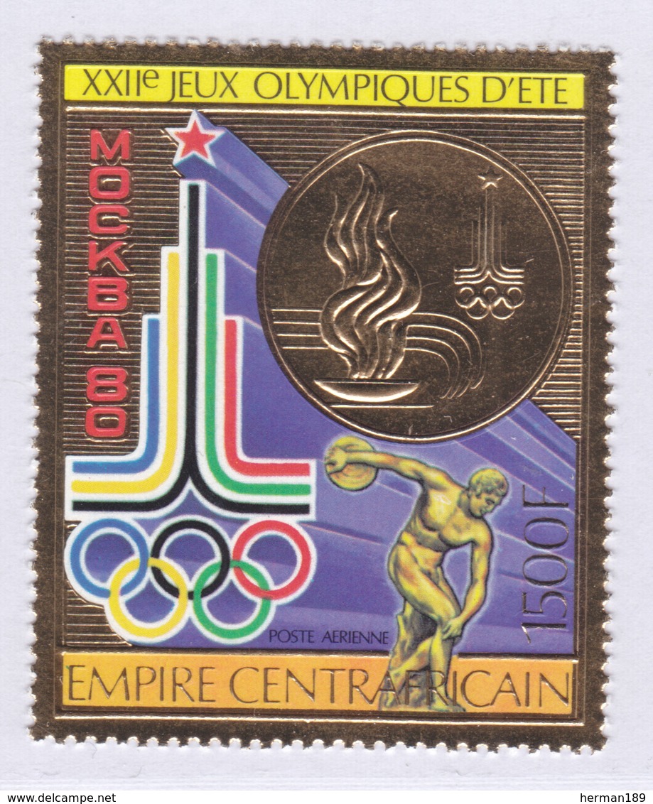 CENTRAFRICAINE AERIENS N°  206 ** MNH Neuf Sans Charnière, TB (D8999) Timbre Or Et Polychrome, Jeux Olympiques - 1979 - Centraal-Afrikaanse Republiek