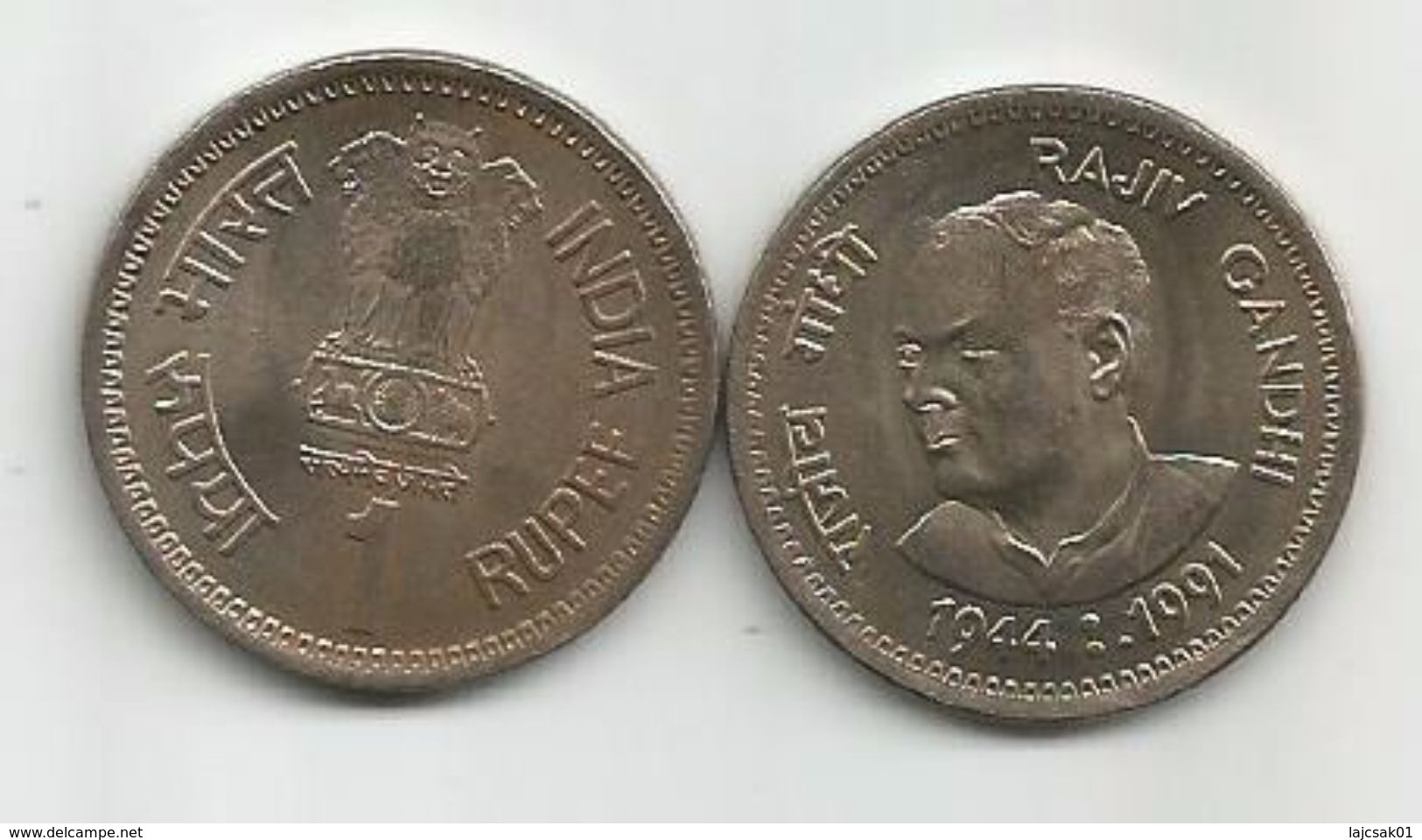 India 1 Rupee 1991. RAJIV GANDHI 1944-1991  KM#89 High Grade - India