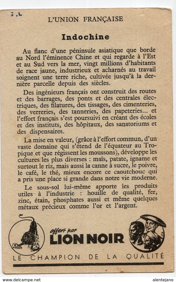 Lion Noir - L'union Française - Indochine - Carte Géographique - Publicité