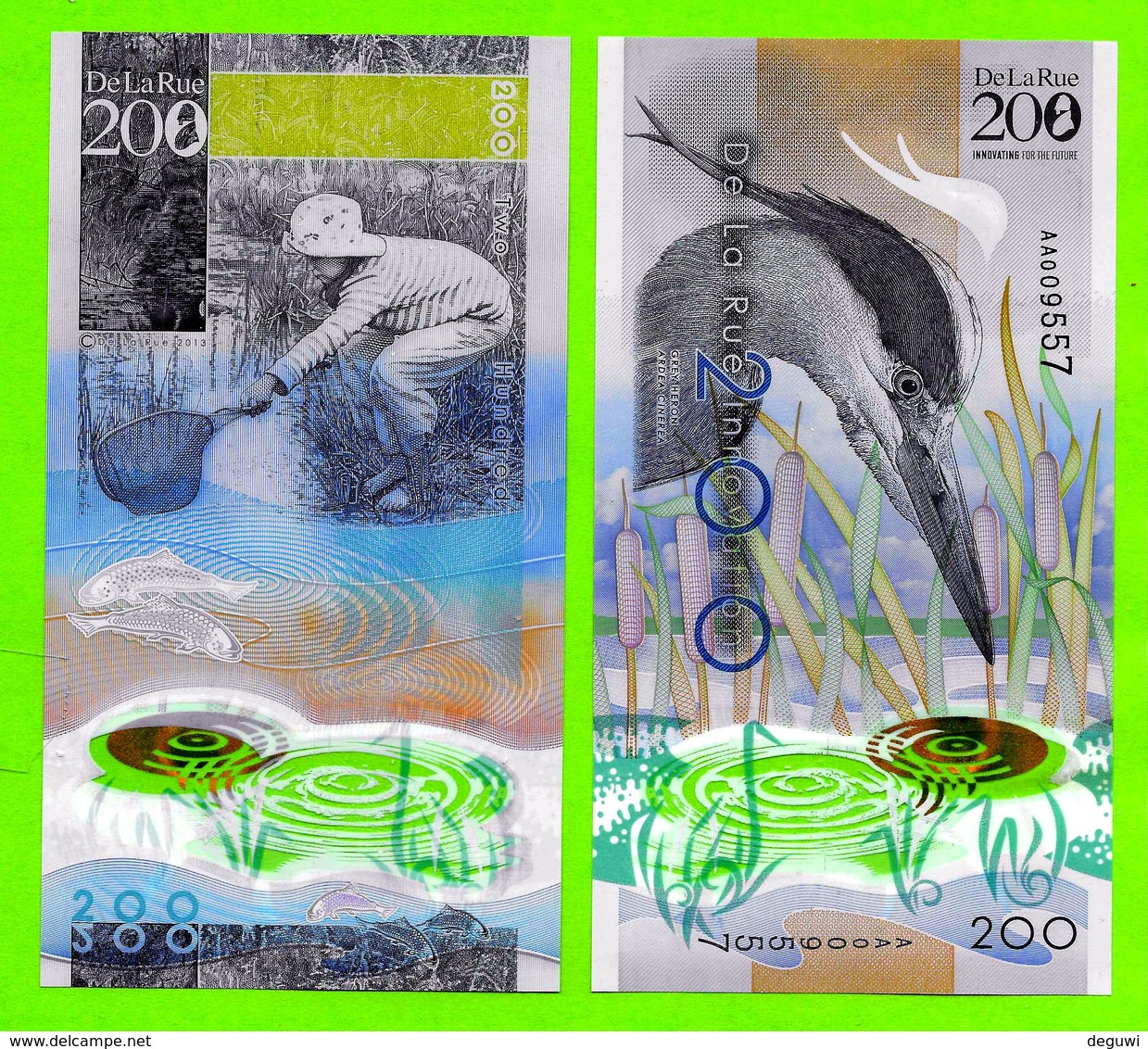 POLYMER Werbenote DE LA RUE 2013, RRRR, UNC, Grey Heron 200, Wih Window - Sonstige & Ohne Zuordnung