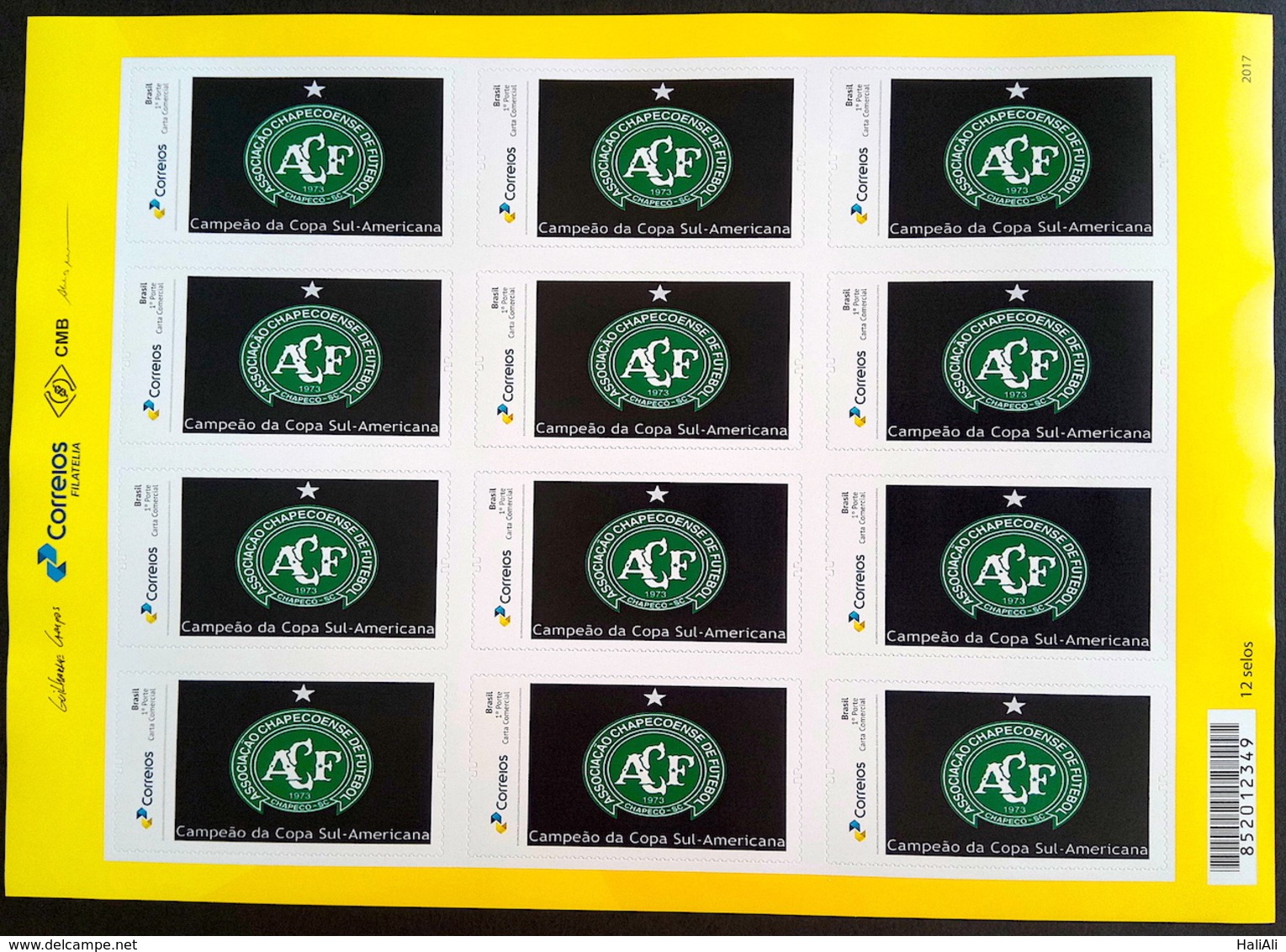 BRAZIL Personalized Stamp PB 58 Chapecoense 2017 Sheet - Unused Stamps