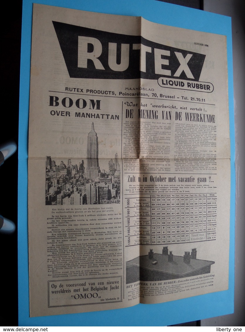 RUTEX October 1954 - Maandblad ( Zie / Voir Photo - Edit. : Impredi Liège ) Folder / Depliant ! - Werbung