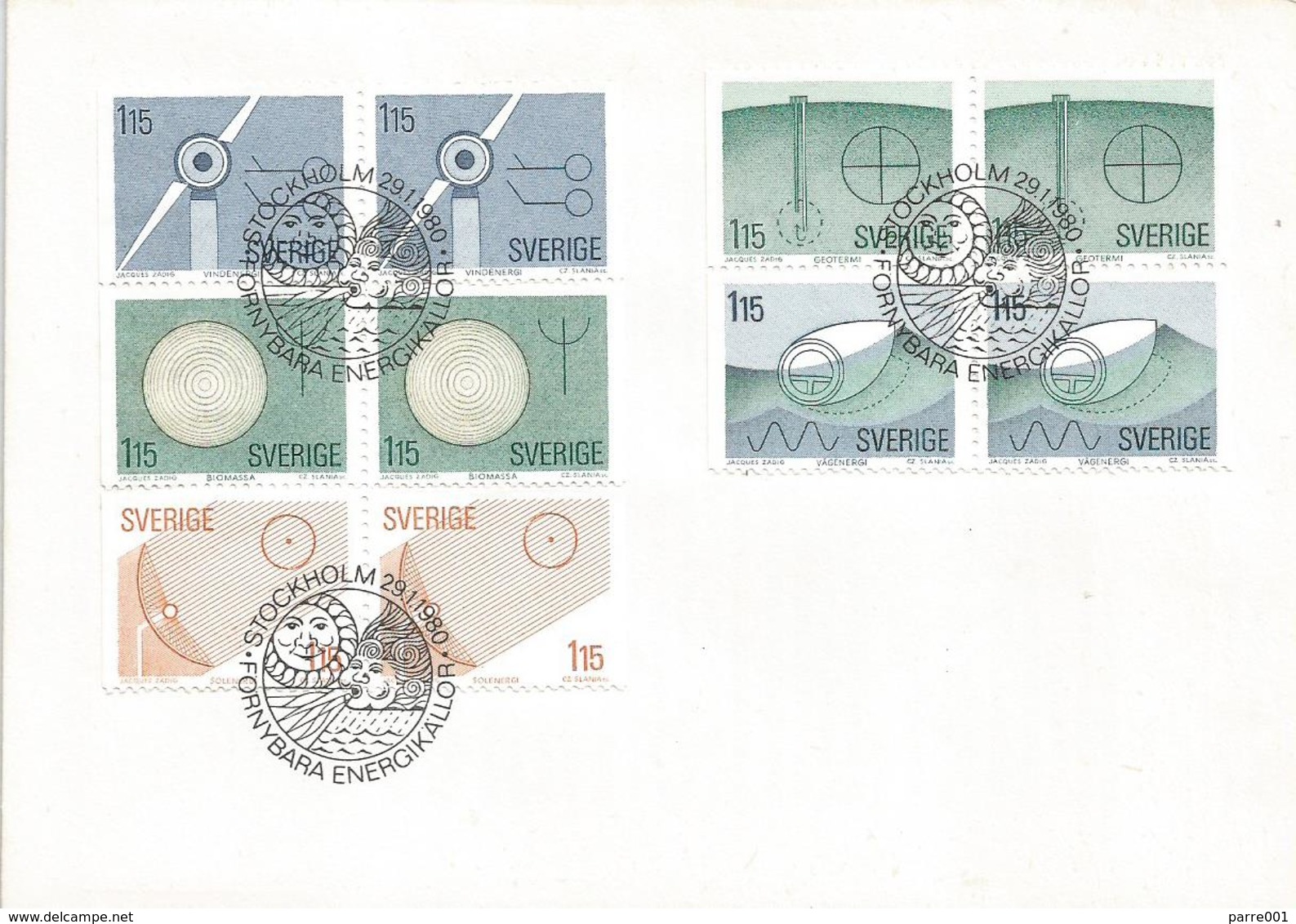 Sweden 1980 Stockholm Environment Climate Wind Solar Wave Earth Energy FDC Cover - Milieubescherming & Klimaat