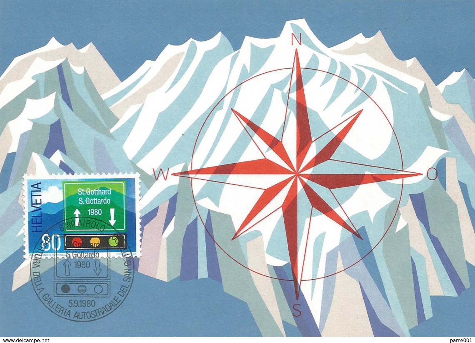 Switzerland 1980 Airolo Gotthard Tunnel Opening Maximumcard - Maximumkaarten
