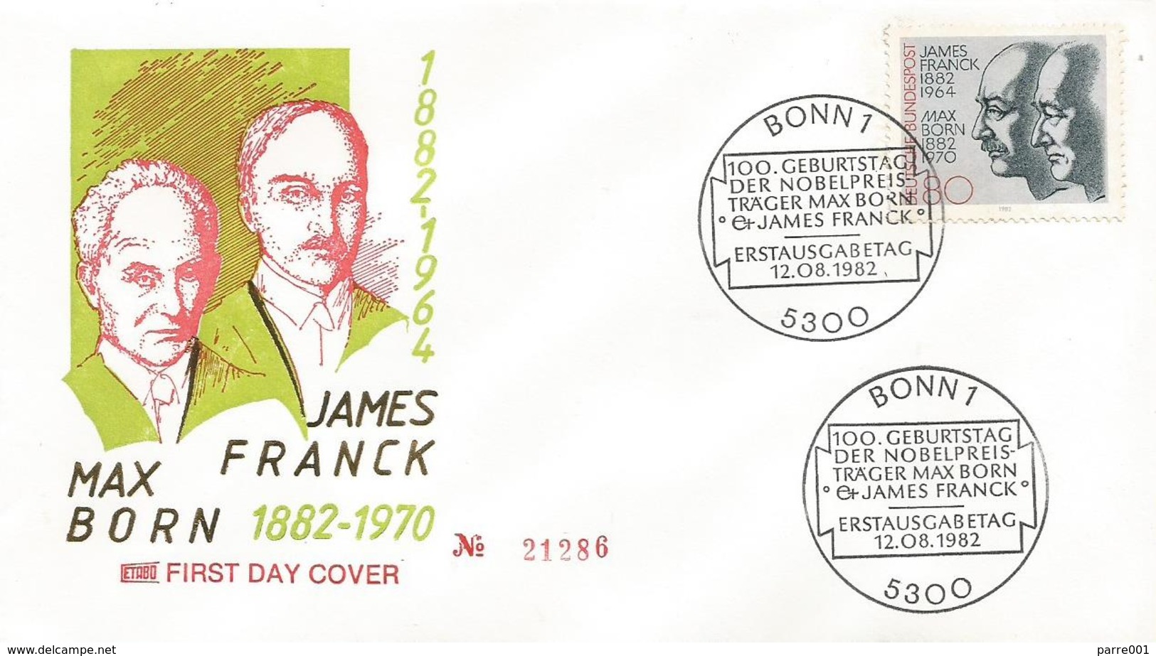 Germany 1982 Bonn Nobel Prize James Franck Max Born FDC Cover - Nobel Prize Laureates