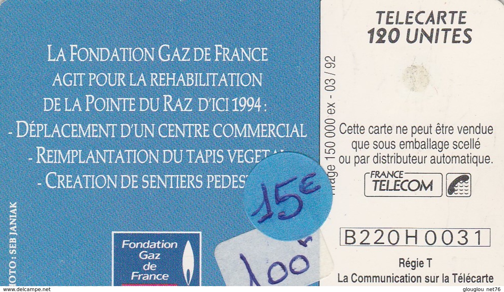 TELECARTE 120... LA POINTE DU RAZ - 120 Unités 