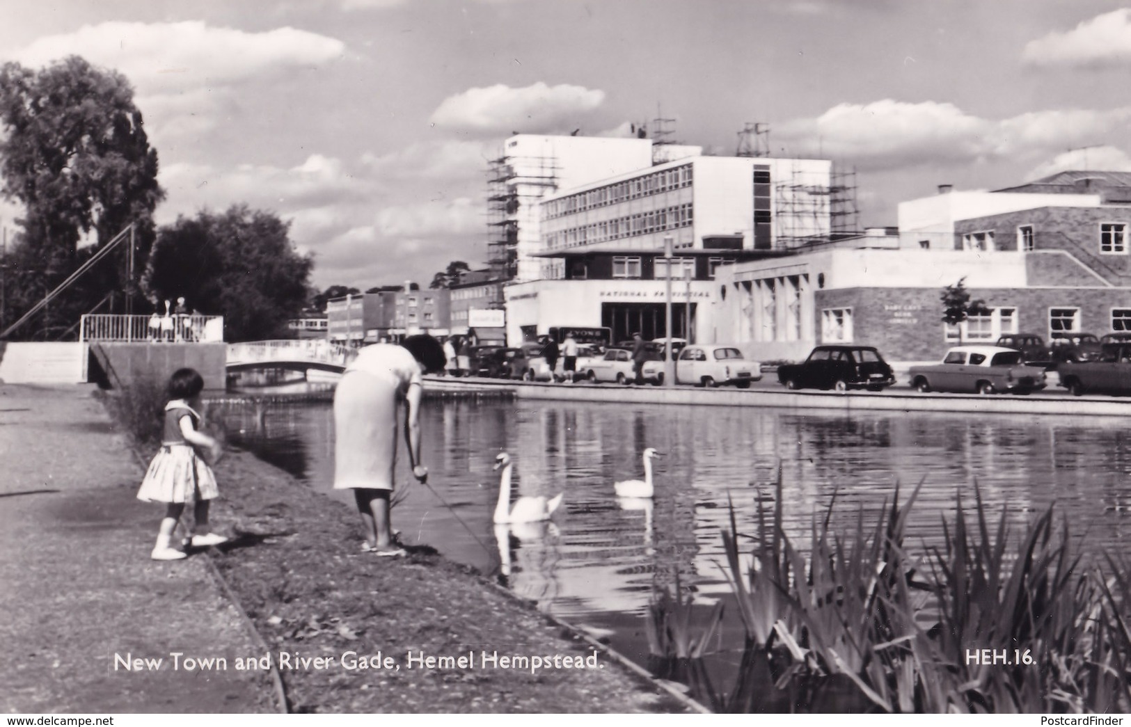 Hemel Hempstead Herts New Town Precinct River Ducks Real Photo Old Postcard - Other & Unclassified
