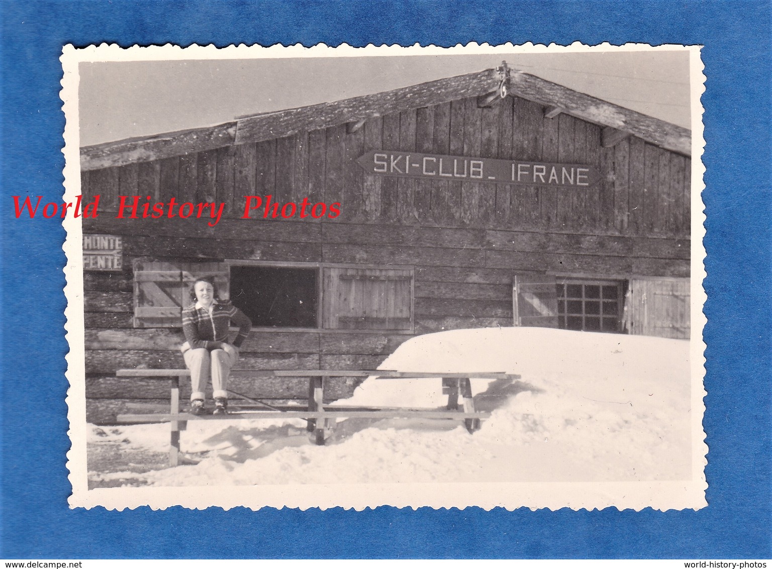 Photo Ancienne Snapshot - IFRANE - Le Ski Club - Chalet Refuge - Maroc Sous La Neige - Afrique