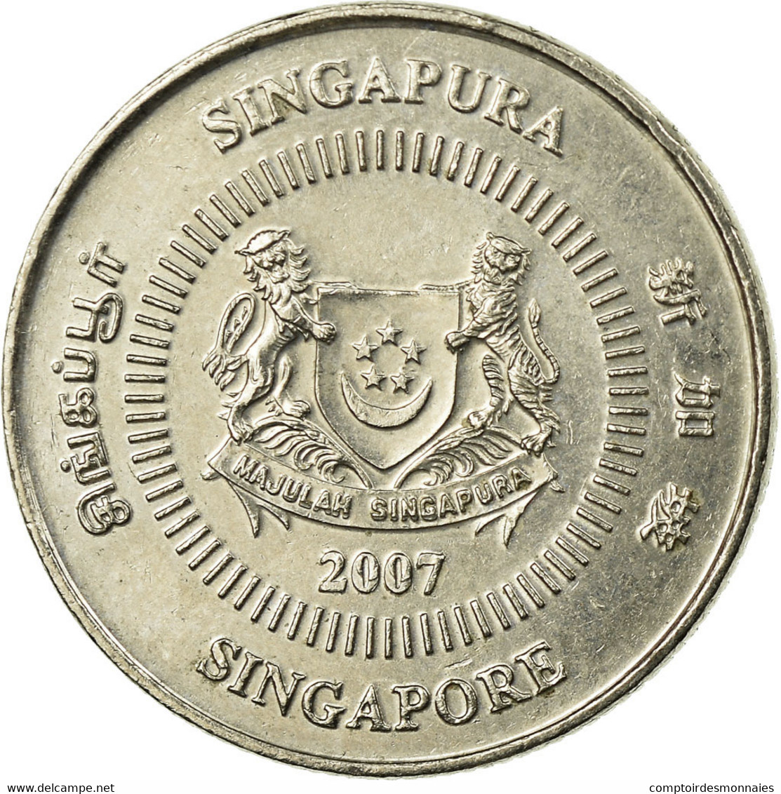 Monnaie, Singapour, 10 Cents, 2007, Singapore Mint, TTB, Copper-nickel, KM:100 - Singapour