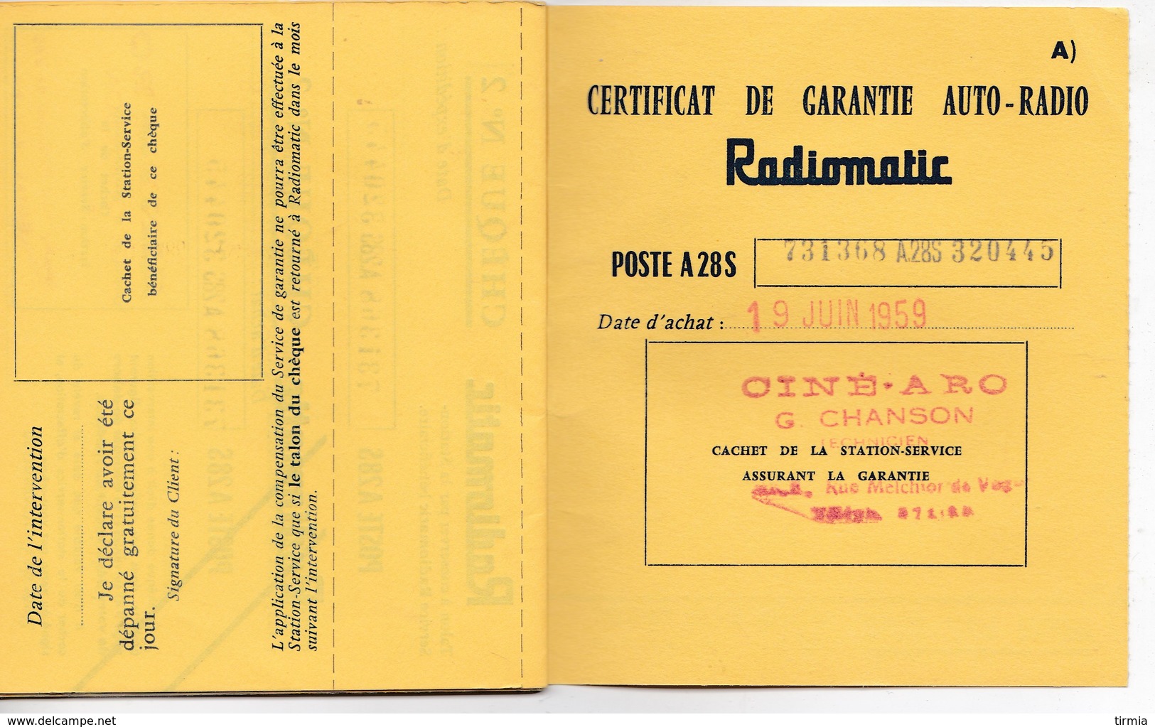 Carnet De Garantie -  " Radiomatic " - Matériel Et Accessoires