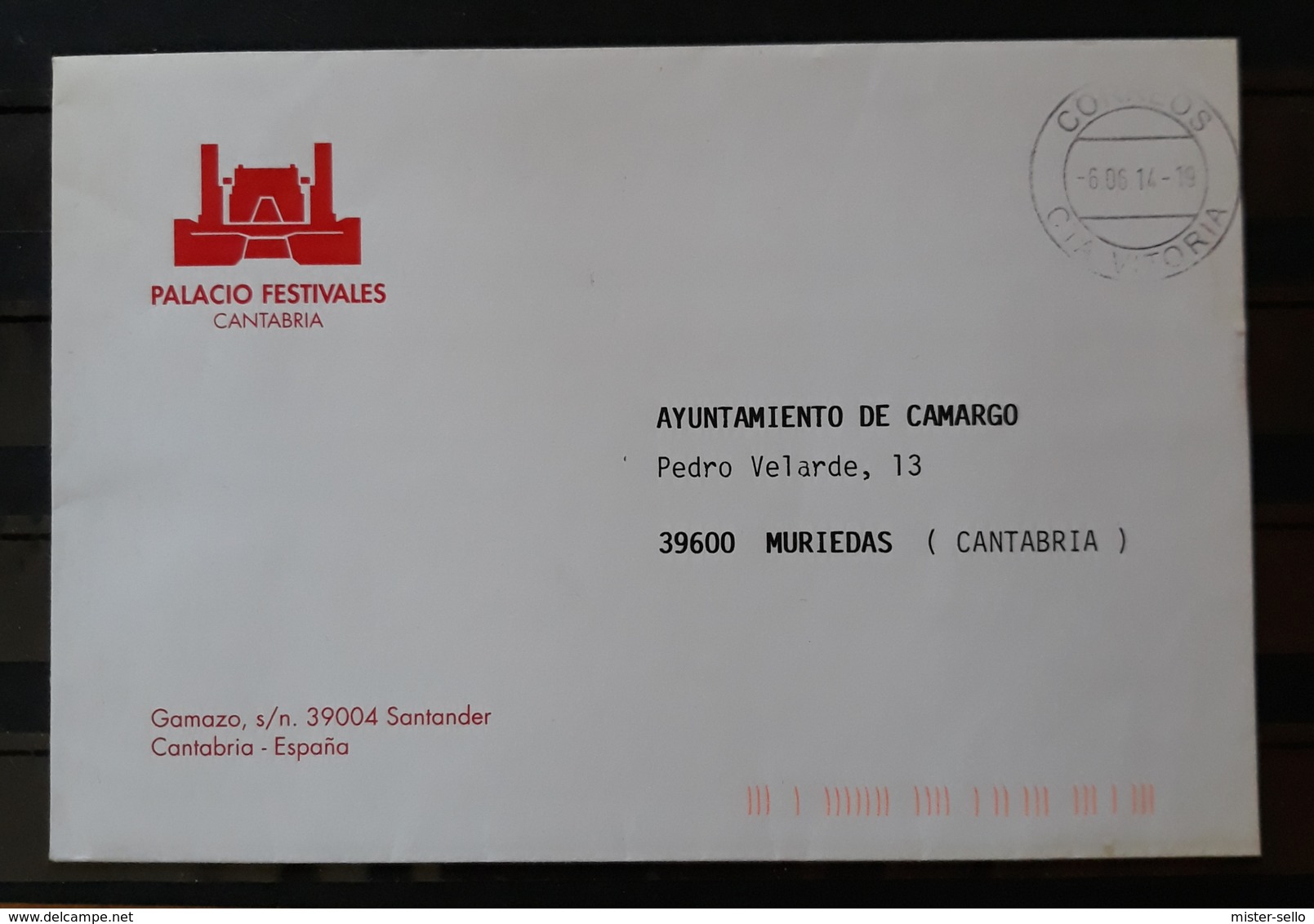 PALACIO FESTIVALES CANTABRIA. CARTA CIRCULADA AYUNTAMIENTO DE CAMARGO. - Otros & Sin Clasificación