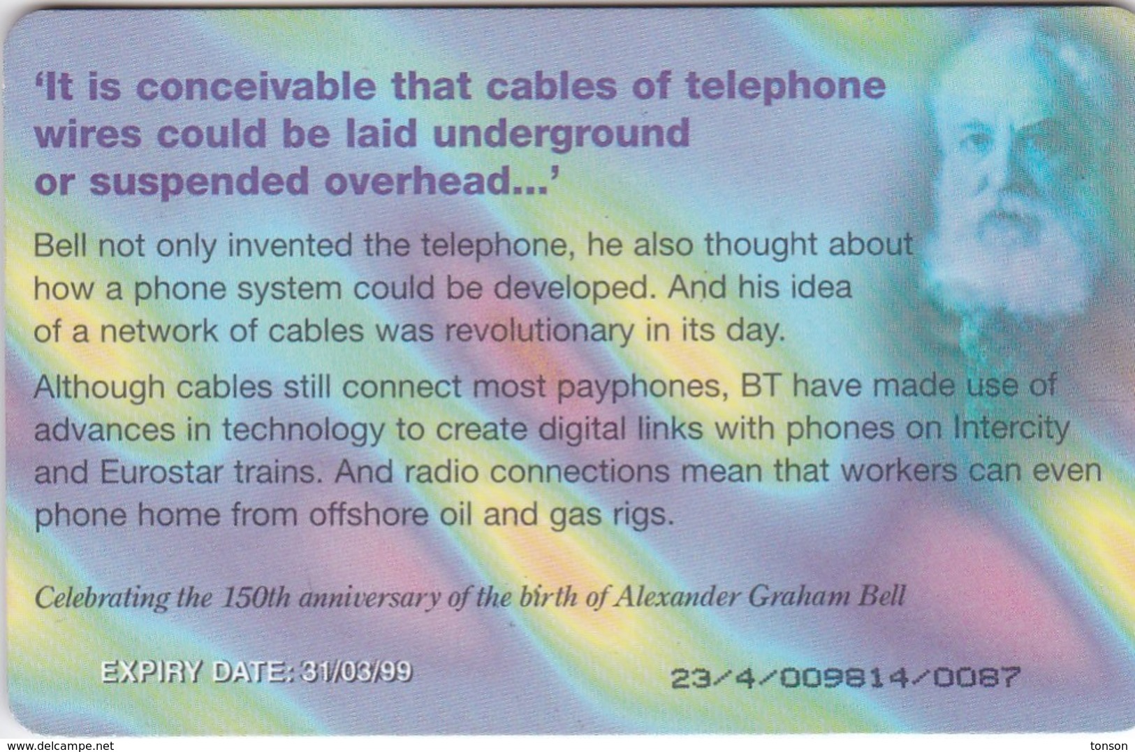UK, BCC-079, Bell 150th. Anniversary 4: - “The Inventor......”,  2 Scans.   Chip : GPT2". - BT Allgemeine