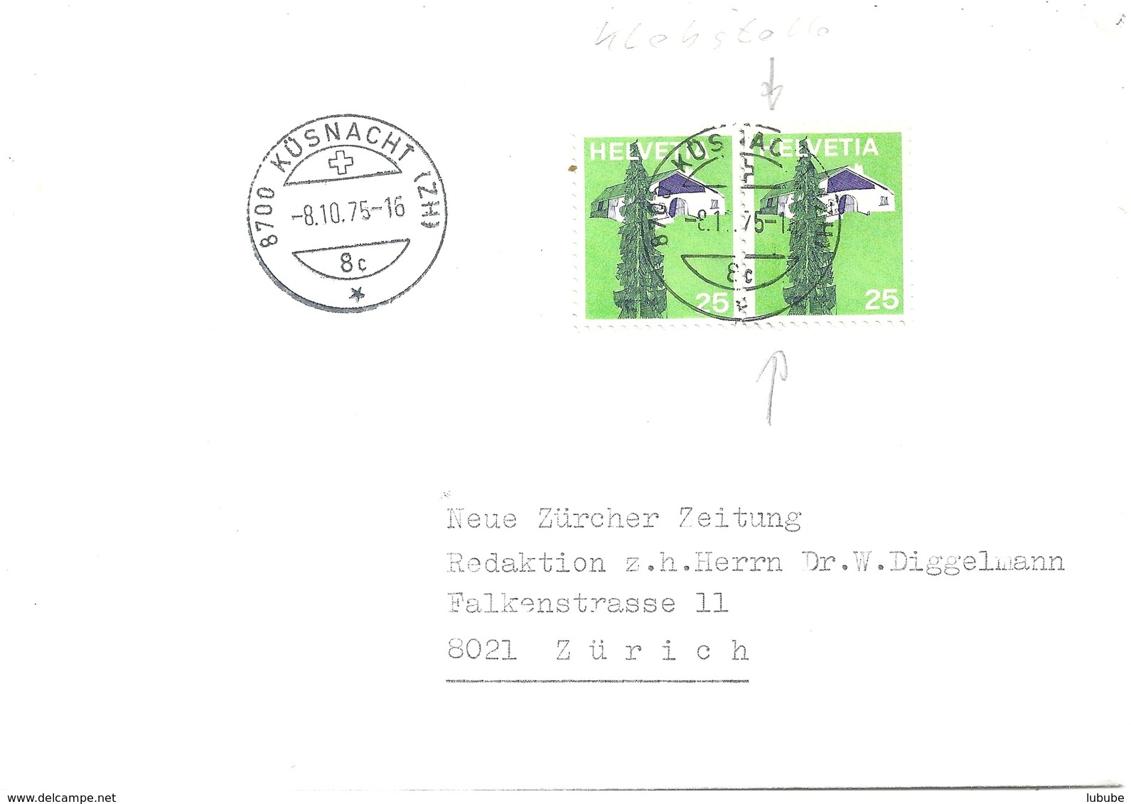 Brief  Küsnacht ZH - Zürich  (Rollen Klebestelle)            1975 - Rouleaux