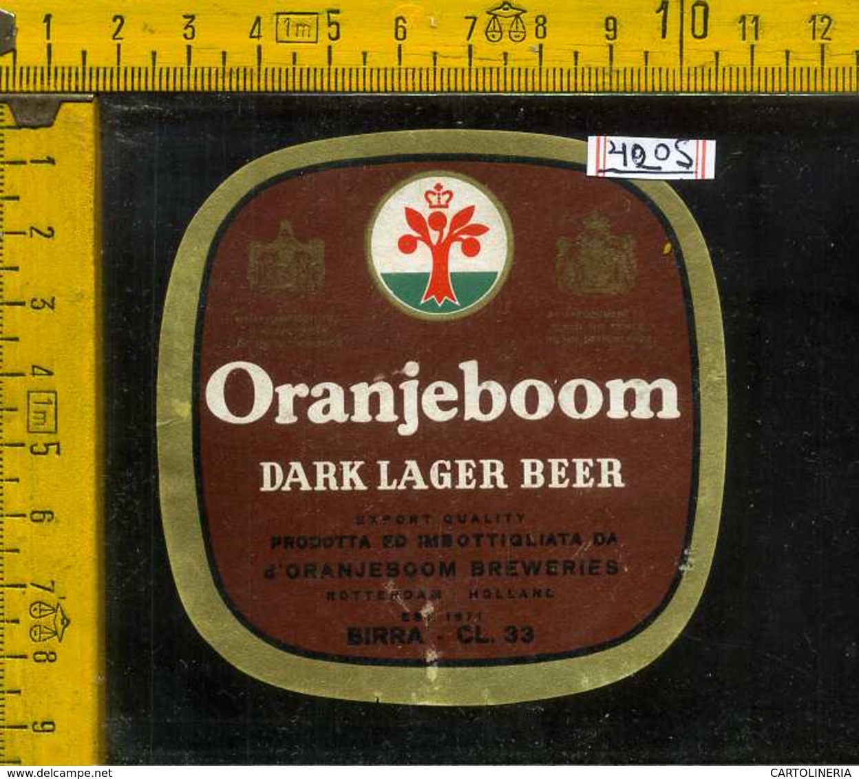 Etichetta Birra Oranjeboom Dark Lager Beer - Olanda - Birra