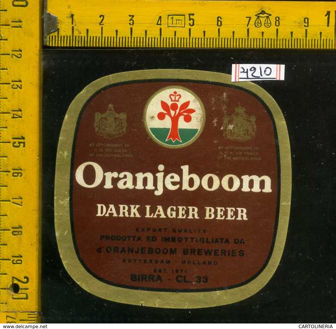 Etichetta Birra Oranjeboom Dark Lager Beer - Olanda - Birra