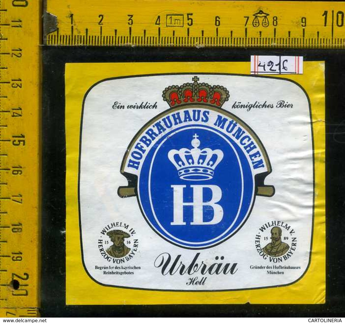 Etichetta Birra Urbrau Hell Hofbrauhaus - Germania - Birra