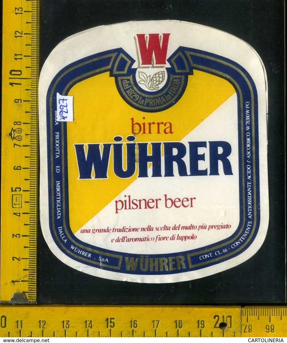 Etichetta Birra Wuhrer Pilsner Beer - Brescia - Birra