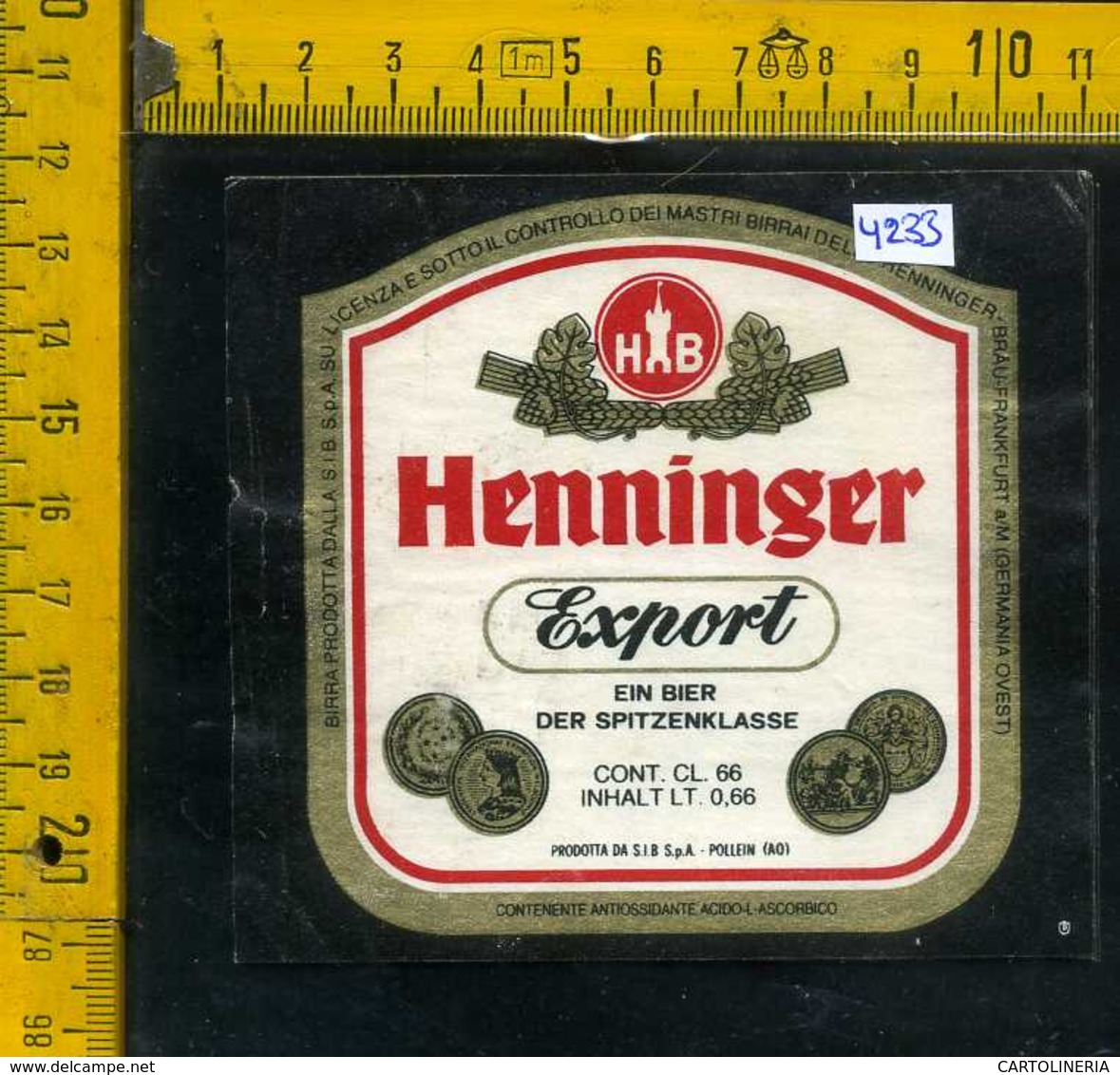 Etichetta Birra Henninger Export - Germania - Birra