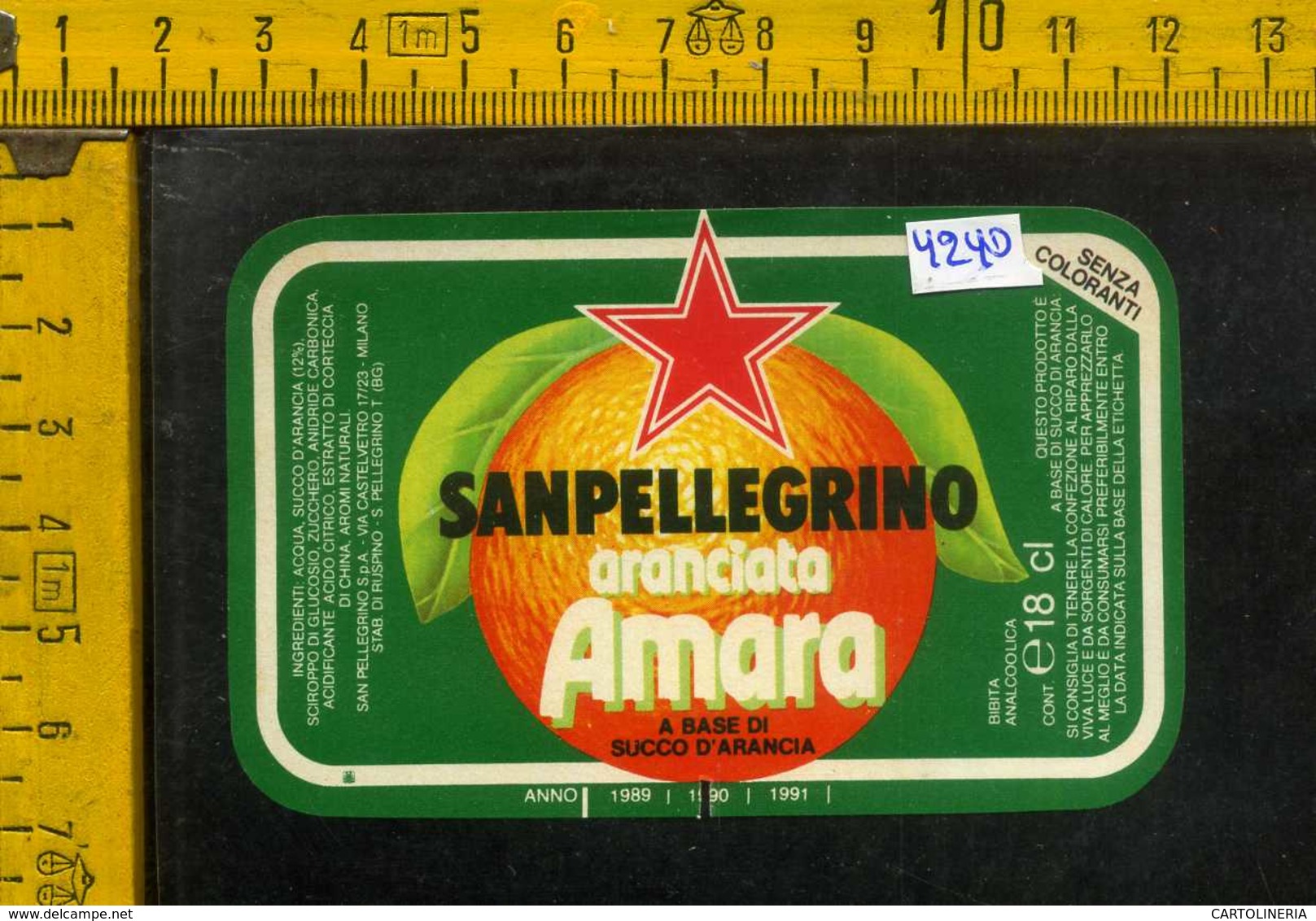 Etichetta Bibita Aranciata Amara Sanpellegrino - BG - Altri & Non Classificati