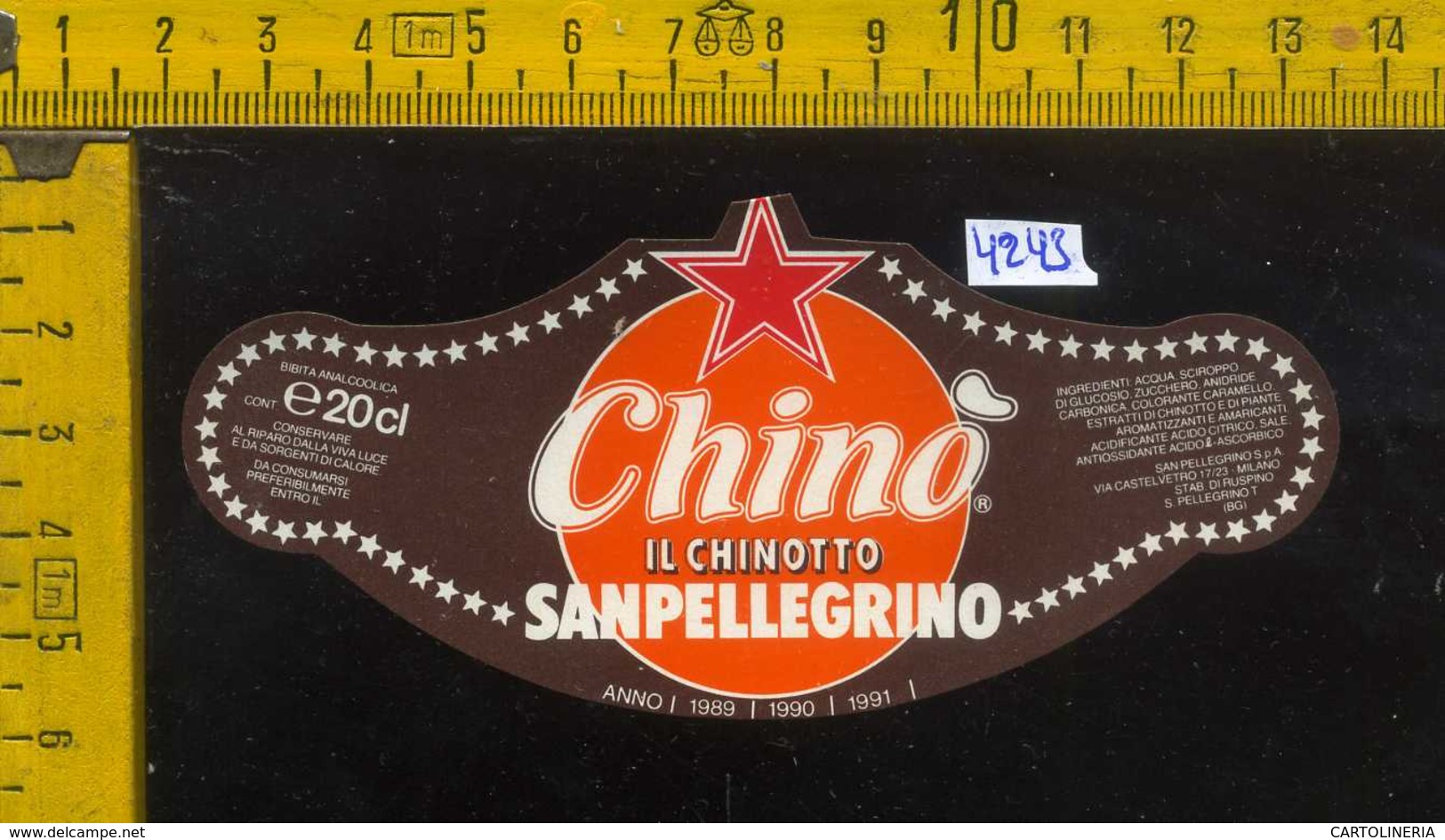 Etichetta Bibita Chinò Il Chinotto Sanpellegrino - BG - Altri & Non Classificati