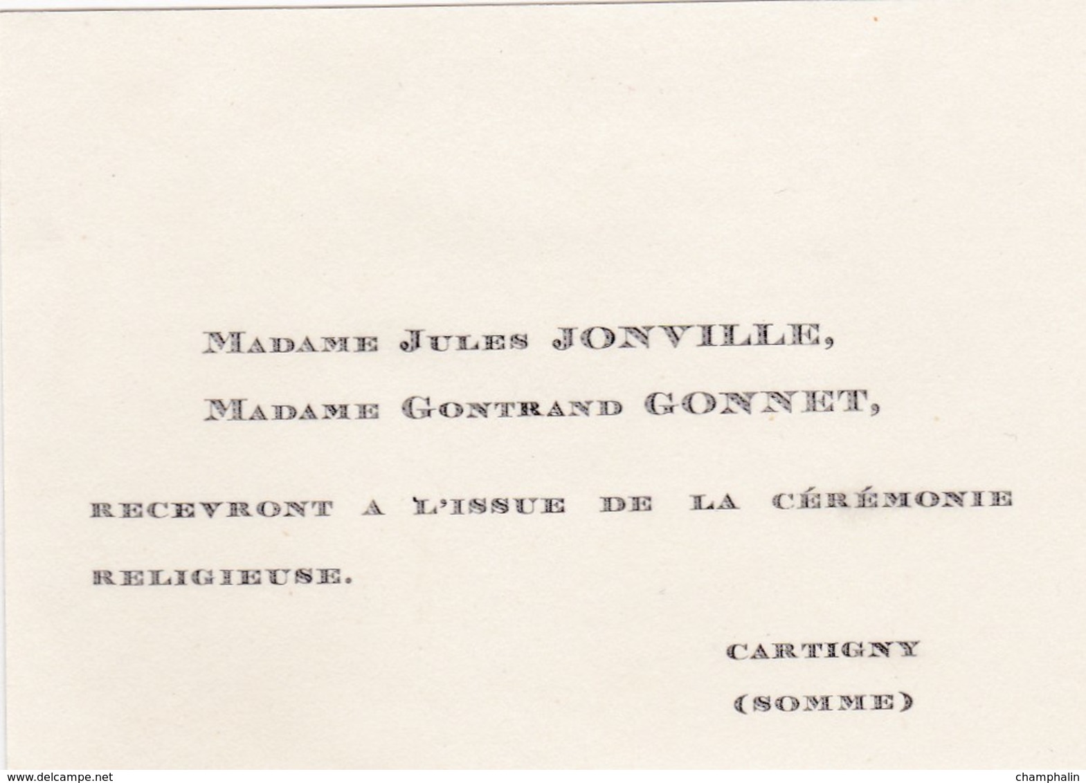 Faire-part De Mariage - 19 Décembre 1956 - Cartigny & Péronne (80) - Estrées (02) - Mariage