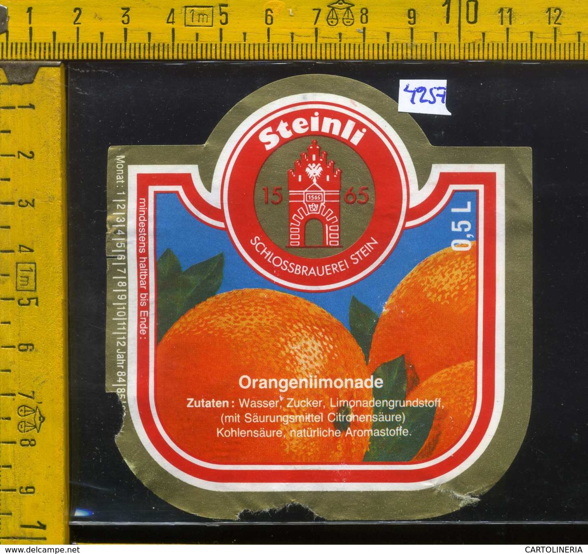 Etichetta Bibita Analcolica Orangenlimonade Steinli - Germania - Altri & Non Classificati