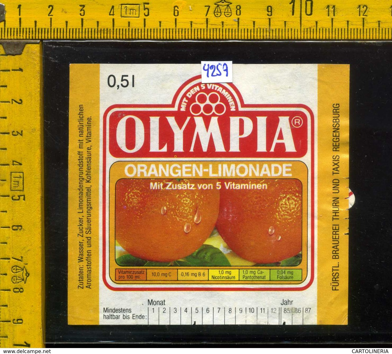 Etichetta Bibita Analcolica Orangen-Limonade Olympia - Germania - Altri & Non Classificati