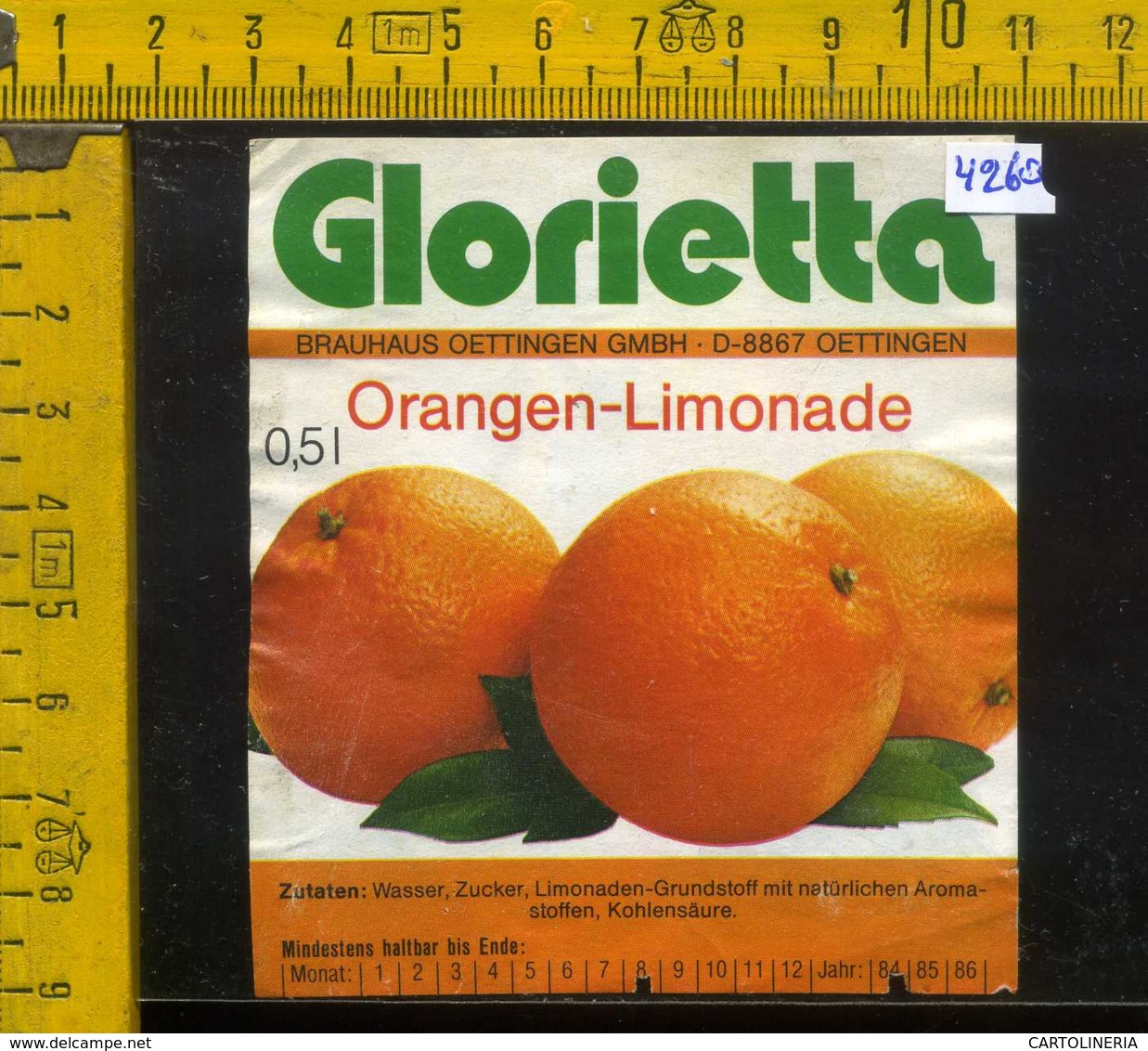 Etichetta Bibita Analcolica Orangen-Limonade Glorietta - Germania - Altri & Non Classificati