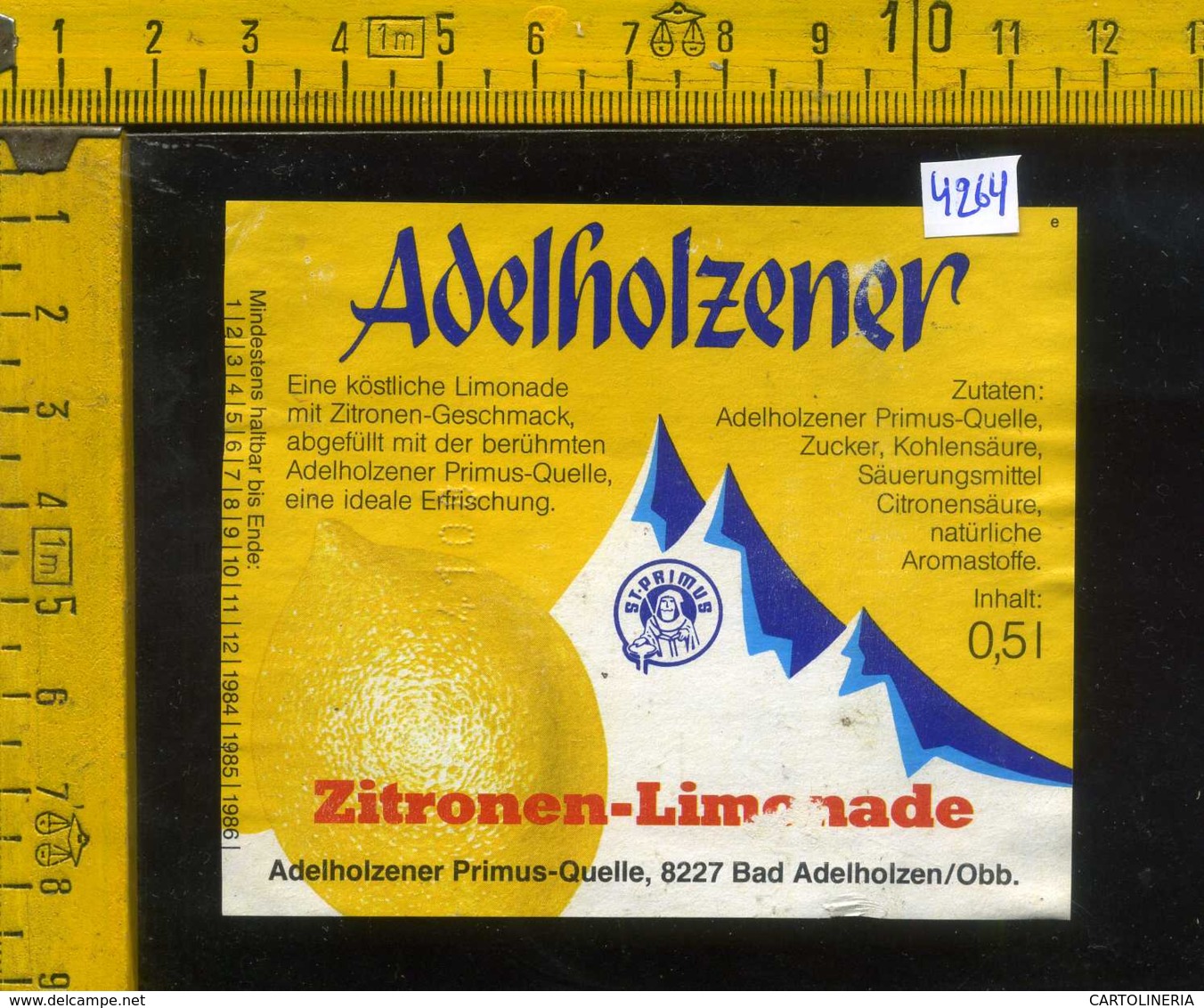 Etichetta Bibita Analcolica Zitronen-Limonade Adelholzener - Germania - Altri & Non Classificati