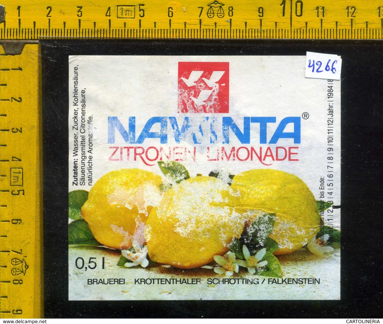 Etichetta Bibita Analcolica Zitronen-Limonade Nawinta - Germania (difetto) - Altri & Non Classificati