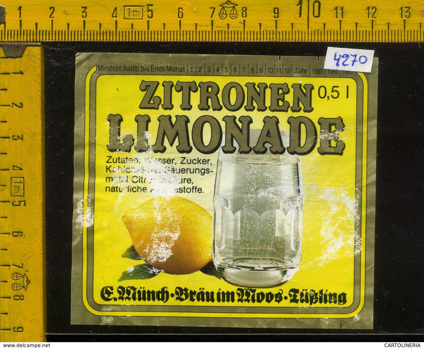 Etichetta Bibita Analcolica Zitronen-Limonade - Germania (difetto) - Altri & Non Classificati