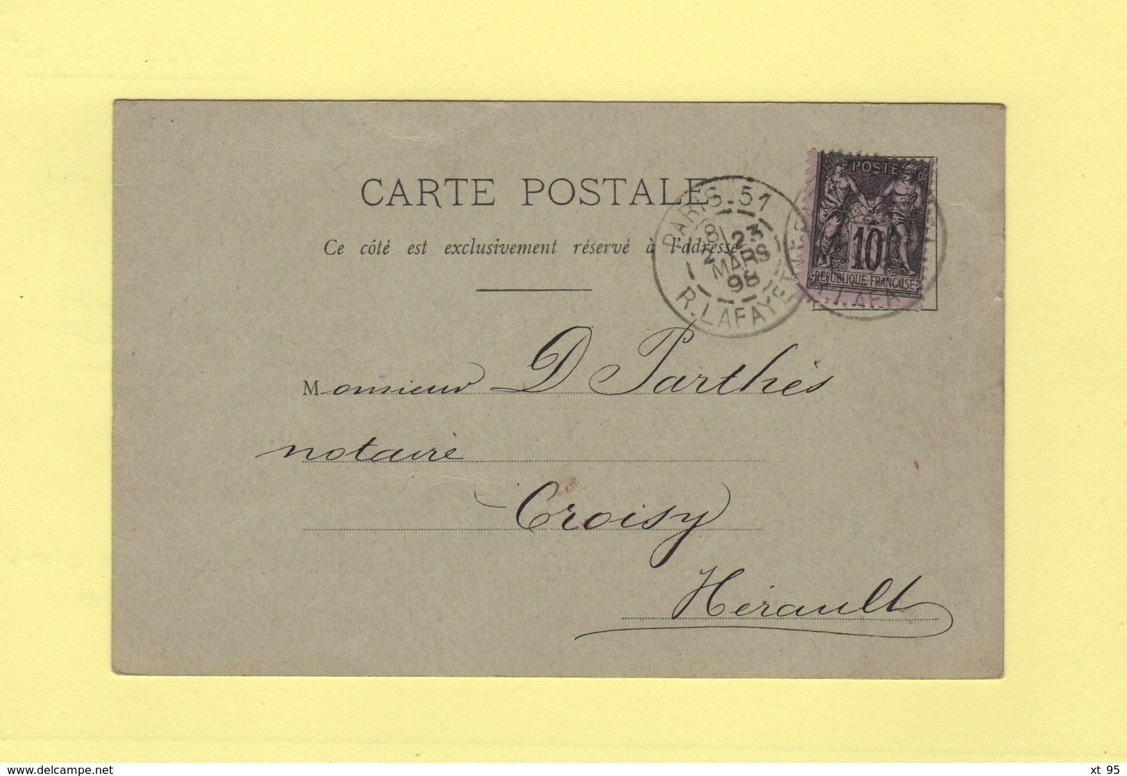 Carte Privee - Timbres Pour Collection Lemaire - 1898 - Type Sage - 1877-1920: Periodo Semi Moderno