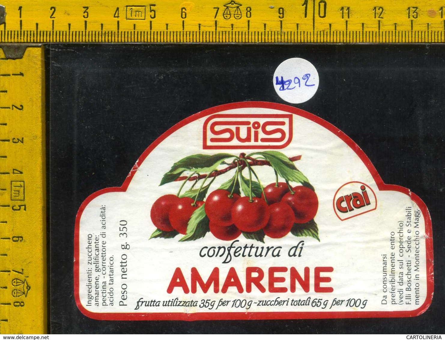 Etichetta Confettura Di Amarene Suis - Montecchio Magg - Altri & Non Classificati